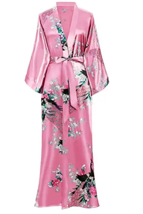 Sexy Women Long Robe With Pocket Wedding Bride Bridesmaid Dressing Gown Rayon Kimono Bathrobe Large Size S-XXXL Night Dress