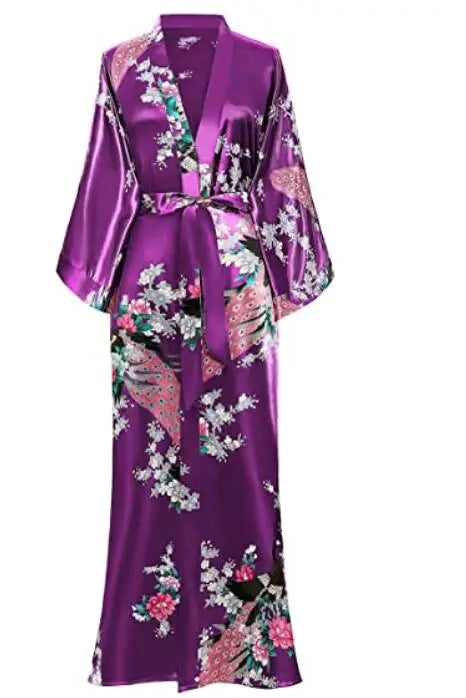 Sexy Women Long Robe With Pocket Wedding Bride Bridesmaid Dressing Gown Rayon Kimono Bathrobe Large Size S-XXXL Night Dress