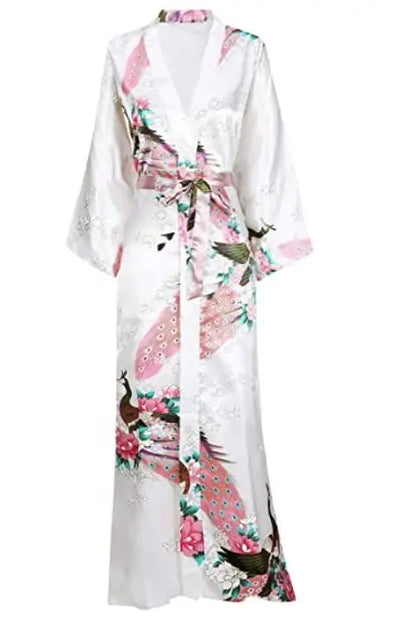 Sexy Women Long Robe With Pocket Wedding Bride Bridesmaid Dressing Gown Rayon Kimono Bathrobe Large Size S-XXXL Night Dress