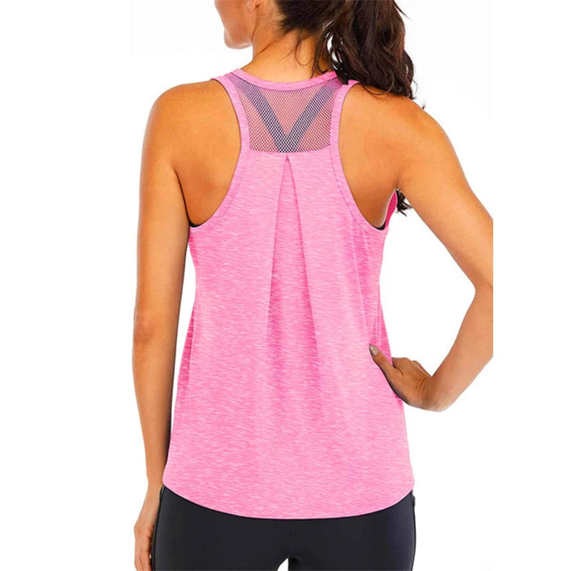 2024 Hot Women Yoga Tank Tops Sexy Mesh Back Fitness Yoga Shirts Sleeveless Workout Running T Shirt Quick Dry Sports Vest Ladies