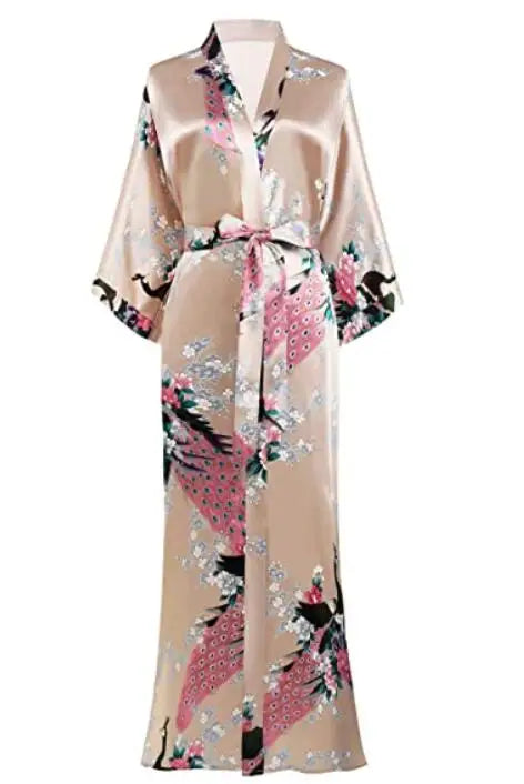 Sexy Women Long Robe With Pocket Wedding Bride Bridesmaid Dressing Gown Rayon Kimono Bathrobe Large Size S-XXXL Night Dress