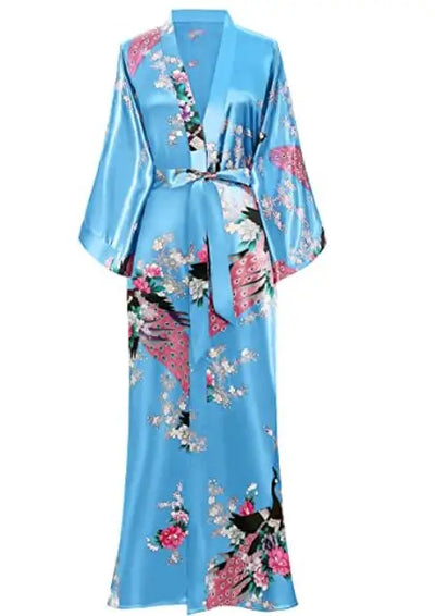 Sexy Women Long Robe With Pocket Wedding Bride Bridesmaid Dressing Gown Rayon Kimono Bathrobe Large Size S-XXXL Night Dress