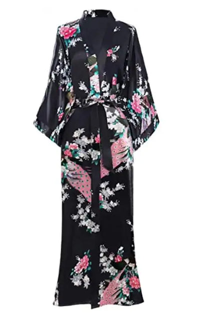 Sexy Women Long Robe With Pocket Wedding Bride Bridesmaid Dressing Gown Rayon Kimono Bathrobe Large Size S-XXXL Night Dress