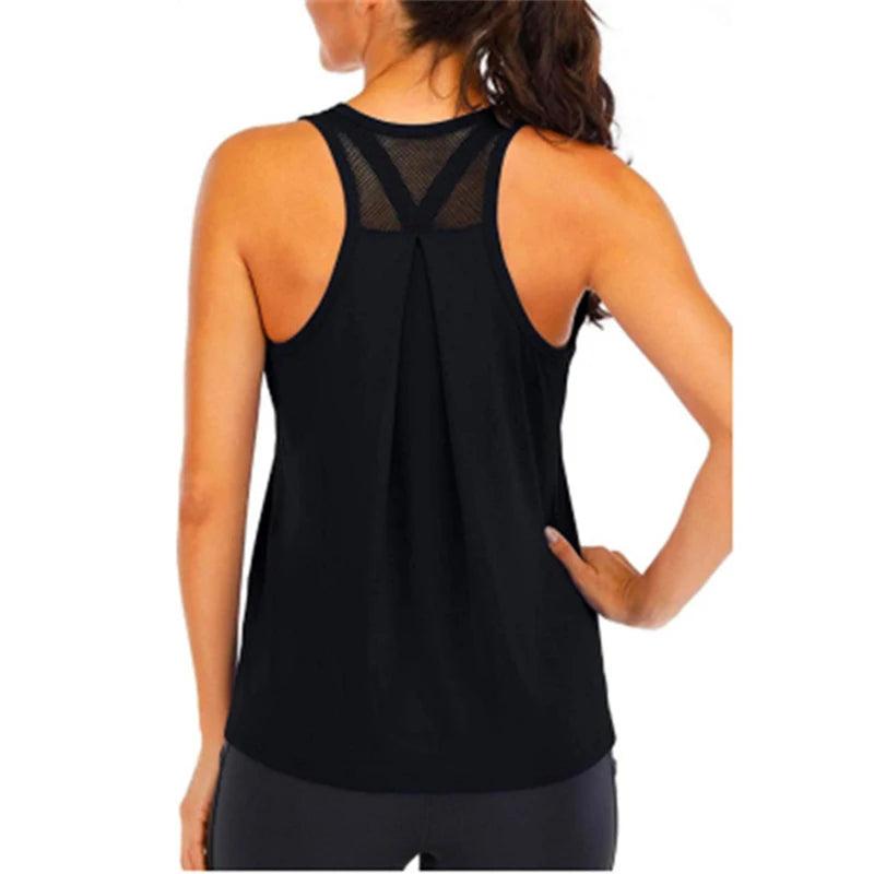 2024 Hot Women Yoga Tank Tops Sexy Mesh Back Fitness Yoga Shirts Sleeveless Workout Running T Shirt Quick Dry Sports Vest Ladies