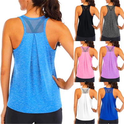 2024 Hot Women Yoga Tank Tops Sexy Mesh Back Fitness Yoga Shirts Sleeveless Workout Running T Shirt Quick Dry Sports Vest Ladies