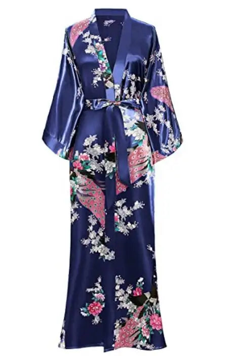 Sexy Women Long Robe With Pocket Wedding Bride Bridesmaid Dressing Gown Rayon Kimono Bathrobe Large Size S-XXXL Night Dress