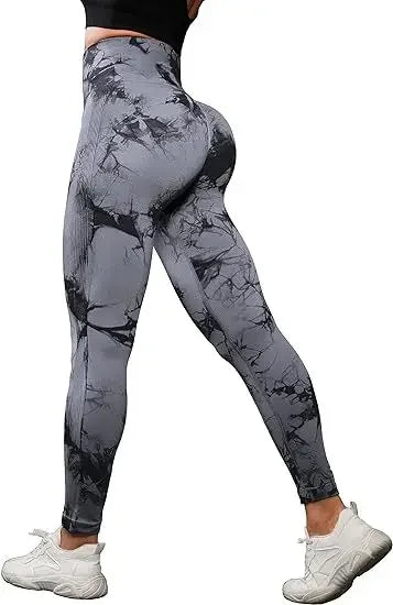 Women Tie Dye Yoga Pants Sports Leggings Seamless High Waist Push Up Tights Female Fitness Workout Leggins 2024 Gym Clothing