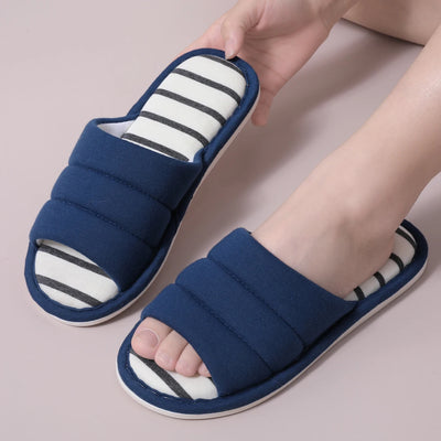 Comwarm Women Cotton Slippers Indoor Open Toe Soft Slippers Casual Flip Flop Ladies Home Slip-on Memory Foam Bedroom Flats Shoes