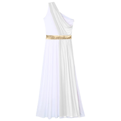 Womens Ancient Greek Costume Halloween Greek Princess Deity Queen Cosplay Flowy Tulle Chiffon Toga Dress Carnival Fancy Dress Up