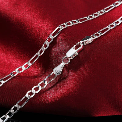 Noble New Arrive 925 Silver 4MM Chain for Men Women Bracelet Necklace Jewelry Set Lady Christma Gifts Charms Wedding