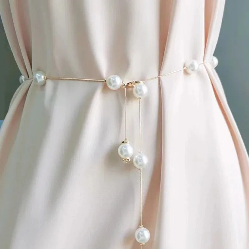 Ladies Versatile, Beautiful Pearl Chain, Thin Waistband, Versatile Dress Waist Chain