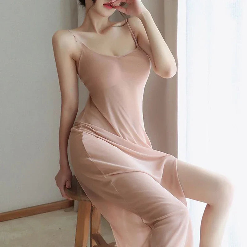 Women's Camisoles Full Slips Dress Sexy Lingerie Women With Shoulder-Straps Sexy Lady Long Under Dress Solid Underskirt