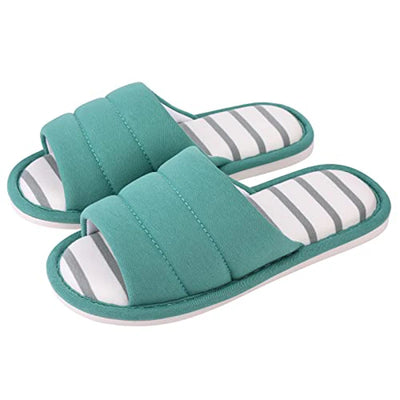 Comwarm Women Cotton Slippers Indoor Open Toe Soft Slippers Casual Flip Flop Ladies Home Slip-on Memory Foam Bedroom Flats Shoes