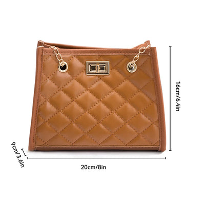 Hot Selling New Solid Color Prismatic Plaid Women Shoulder Bag Korean Version Fashion Lady Style Chain Pu Leather Light Handbag