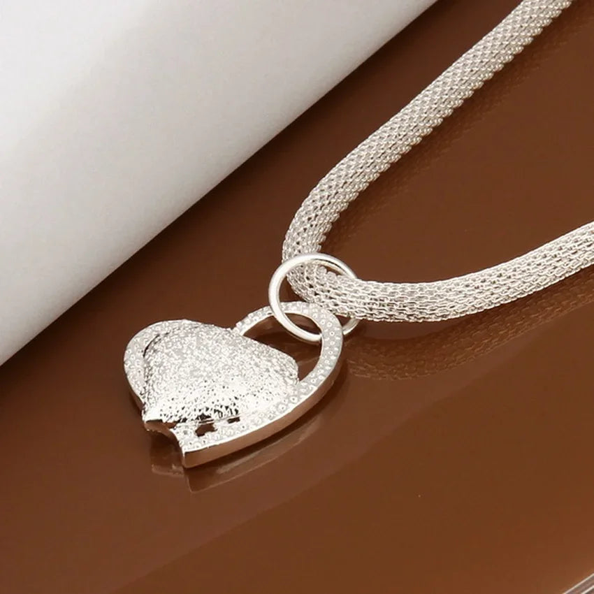 Silver Color Plated Gorgeous Charm Fashion Charm Heart Wedding Lady Love Necklace Noble Luxury 18 Inches Silver Jewelry