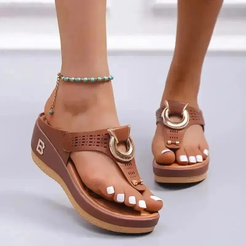 Summer Sandals Women 2024 Big Size Platform Wedges Sandals Slippers Non-Slip Open Toe Flip Flops Ladies Comfortable Beach Shoes