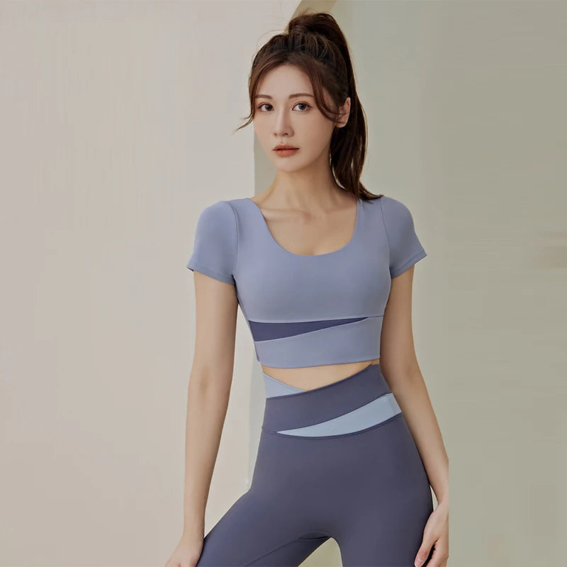 Women 2 Pcs Gym Set Sports Crop Top Bra Running Fitness Yoga Suit Sport Outfit Gymwear Lady Workout Clothes High Waist Leggings