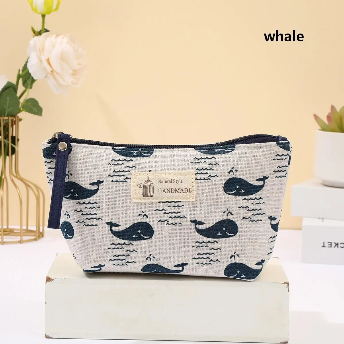 New Canvas Cosmetic Bags Zipper Opening Key Card Holder Cartoon Student Pencil Case Coin Purse Ladies Hand Portable Storage Bag